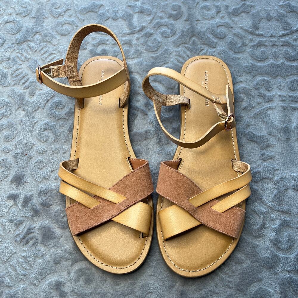 American Eagle Beige Brown Strappy Sandals 7 - Picture 2 of 7